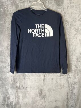 The North Face Navy Long Sleeve Logo Shirt with White Graphic